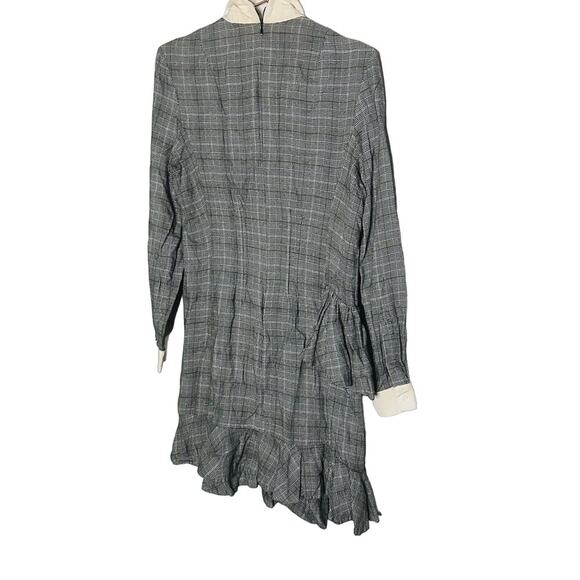 PETERSYN Womens Grey Plaid Collared Long Sleeve Ruffle Mini Dress Size XL - Picture 4 of 14